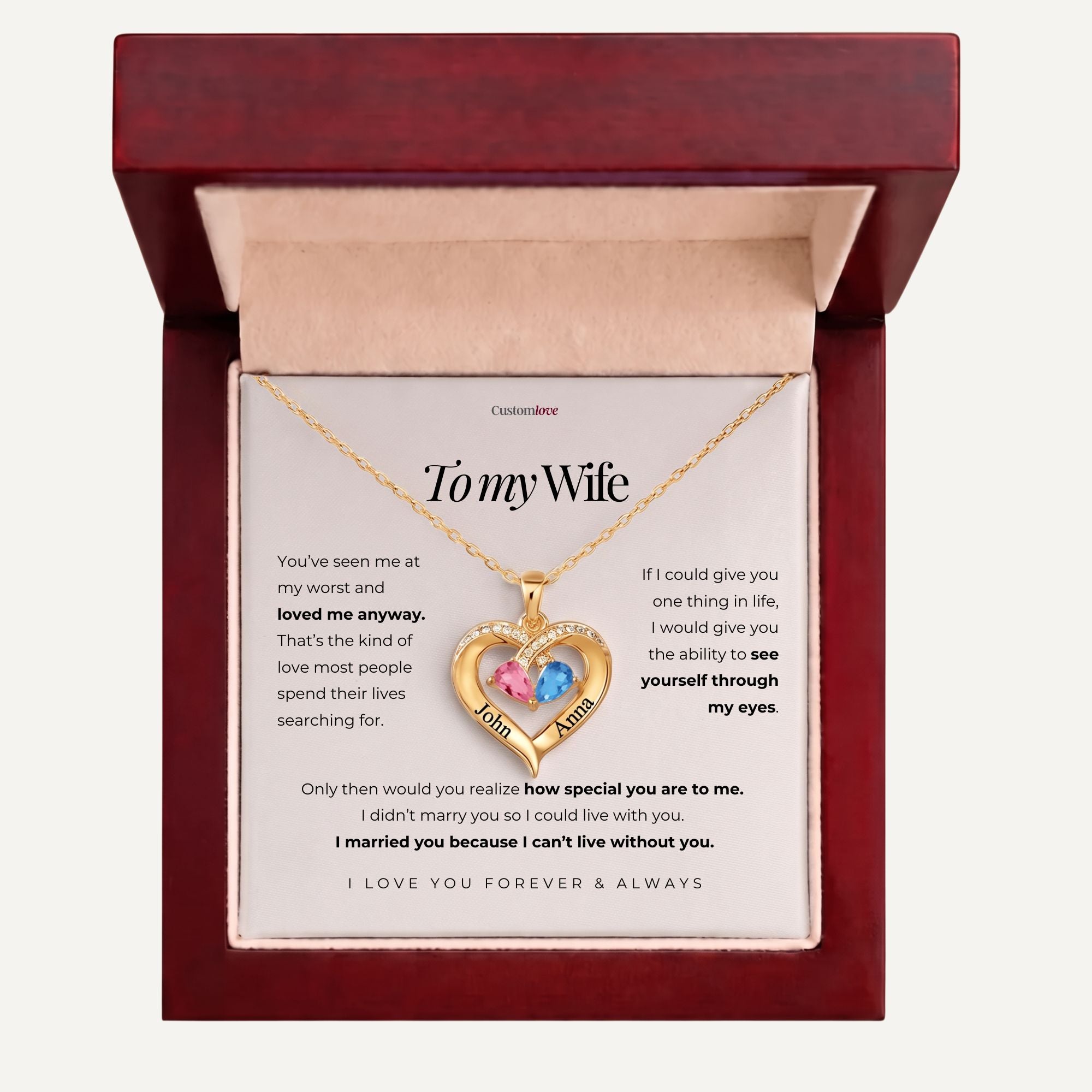 To My Wife - You Are Special To Me - Birthstone Heart Necklace