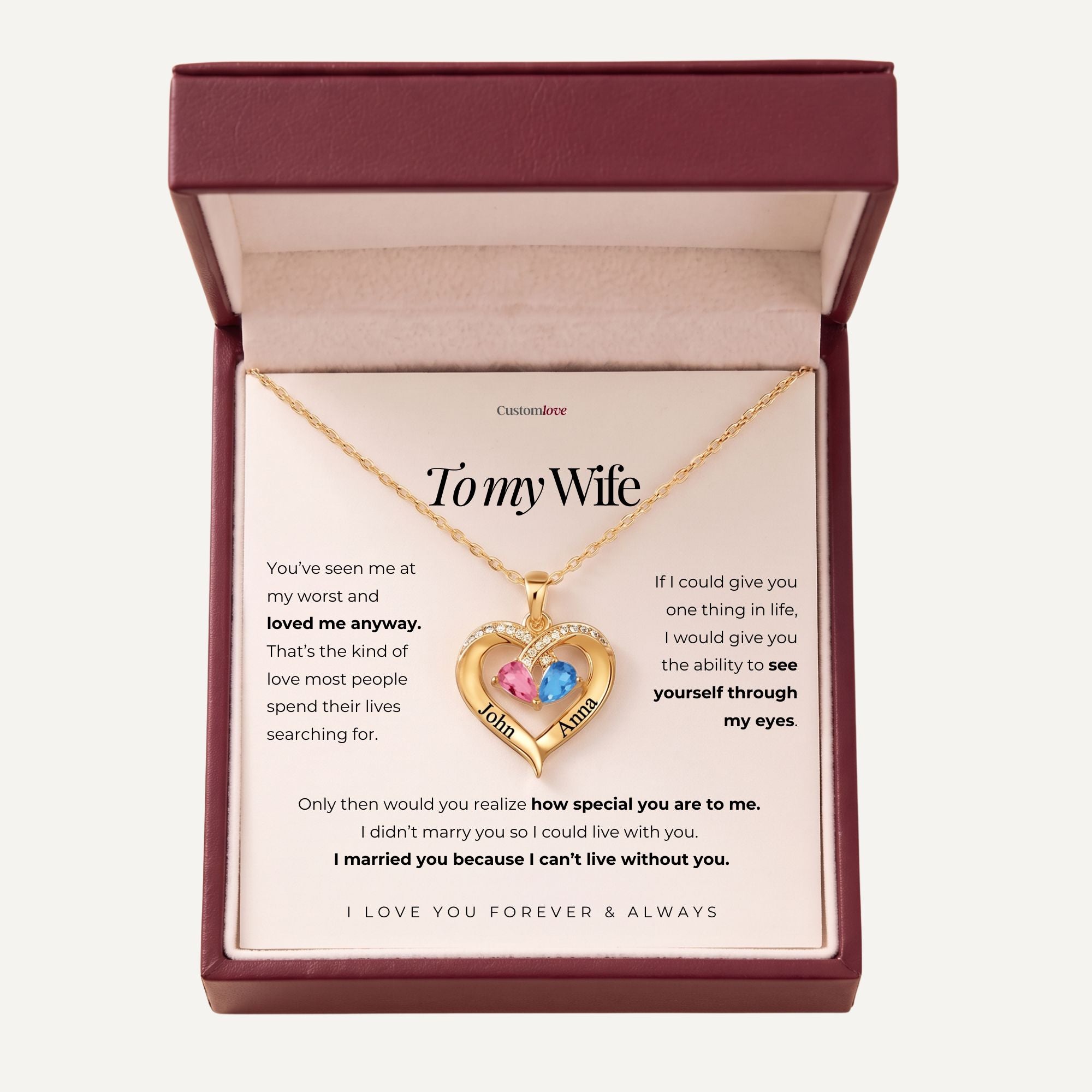 To My Wife - You Are Special To Me - Birthstone Heart Necklace