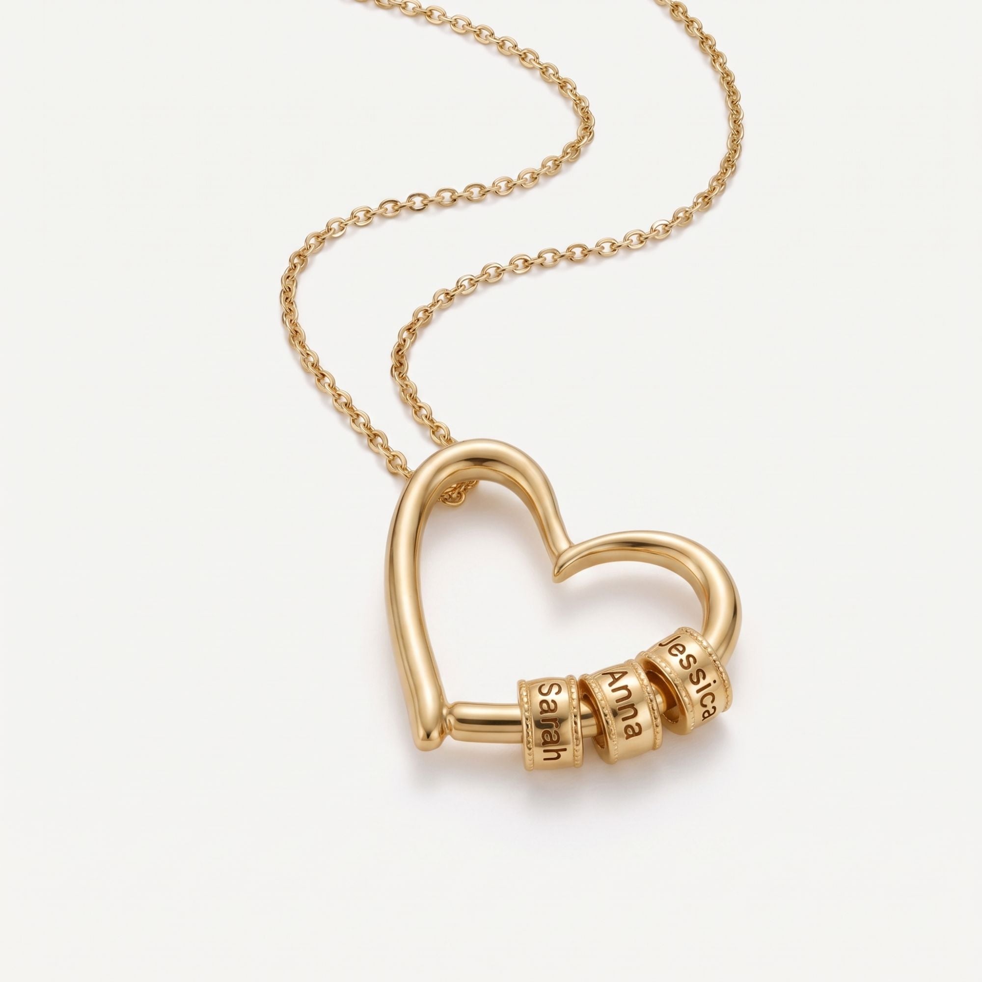 To My Wife - The Heart of Our Family - Heart Necklace with Personalized Beads
