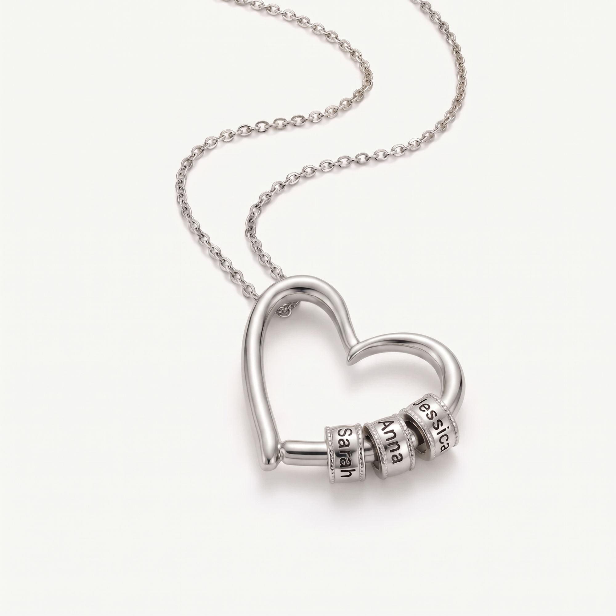 To My Wife - The Heart of Our Family - Heart Necklace with Personalized Beads
