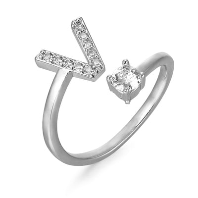 Letter Ring 'Initial' met Zirkonia