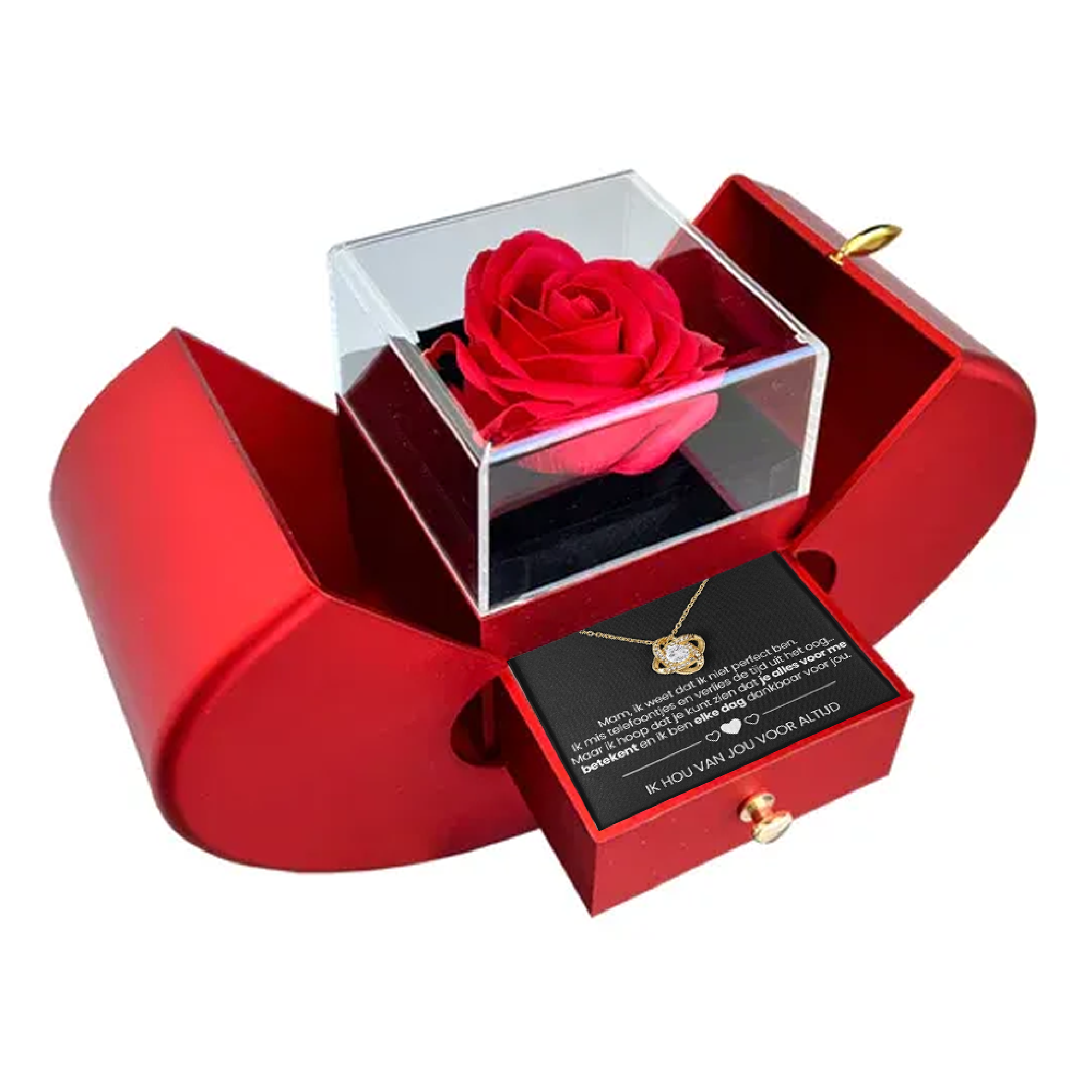 To My Mum - Eternal Rose Box - With Love Knot Necklace & Real Rose