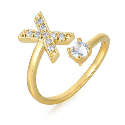 Letter Ring 'Initial' met Zirkonia