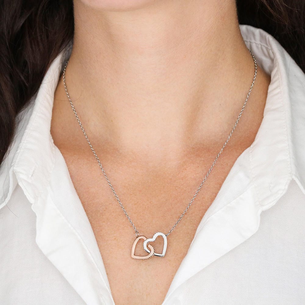 To My Granddaughter - Interlocking Hearts Necklace - Love, Grandma and Grandpa
