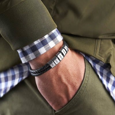 Für Meinen Papa – Lederarmband Mit Gravierten Perlen