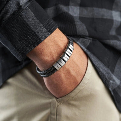 Für Meinen Papa – Lederarmband Mit Gravierten Perlen