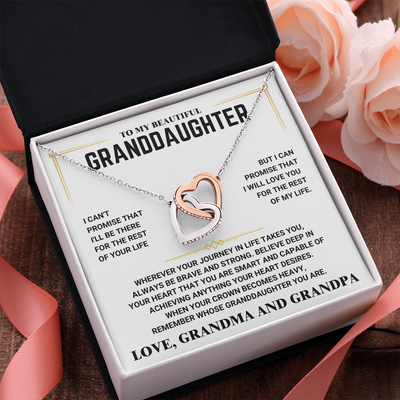 To My Granddaughter - Interlocking Hearts Necklace - Love, Grandma and Grandpa