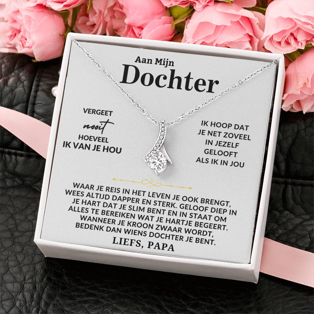 Aan Mijn Dochter - Liefs Papa - 14k Witgoud Ketting