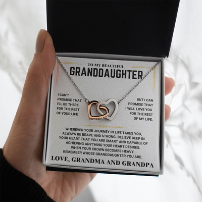 To My Granddaughter - Interlocking Hearts Necklace - Love, Grandma and Grandpa