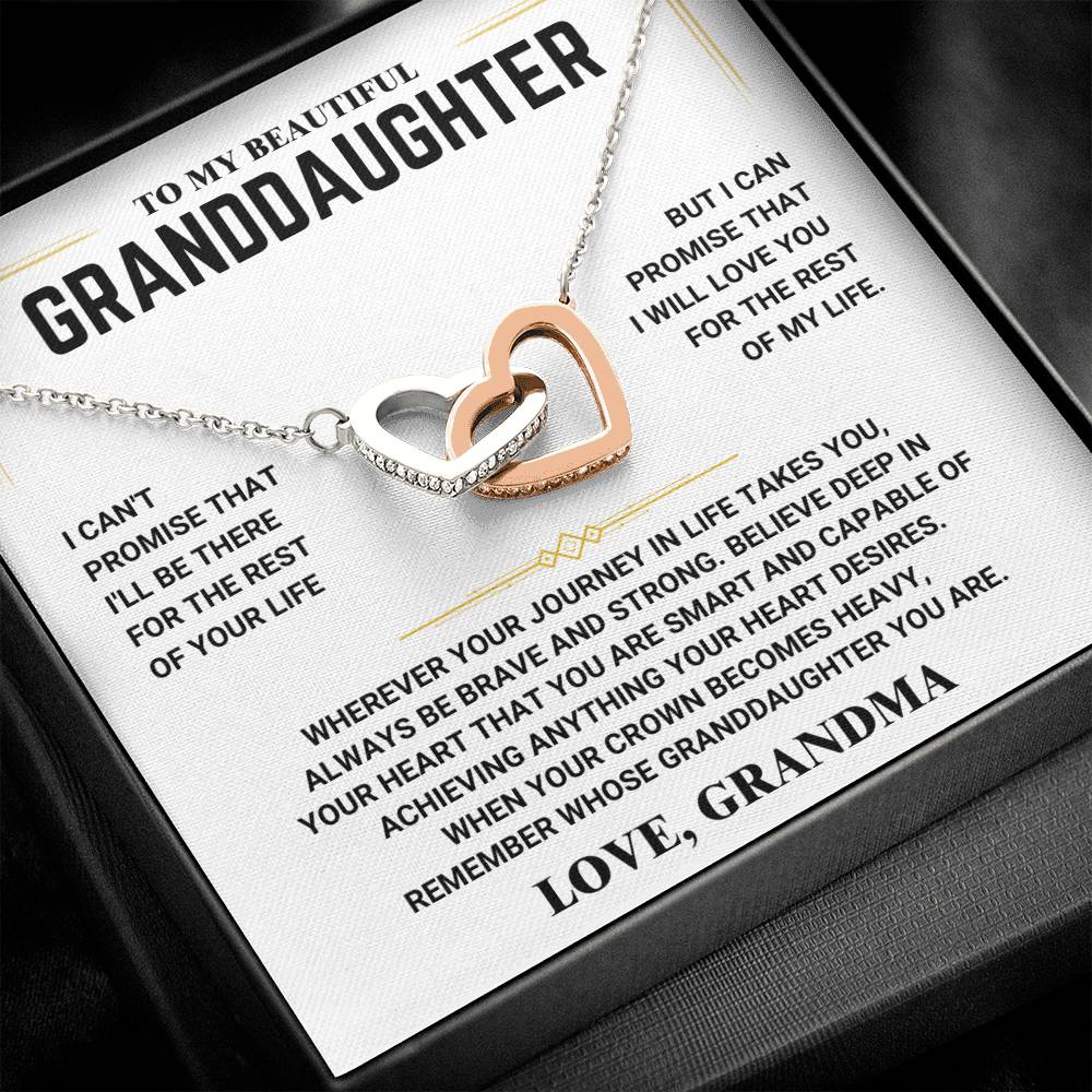 To My Granddaughter - Interlocking Hearts Necklace - Love, Grandma