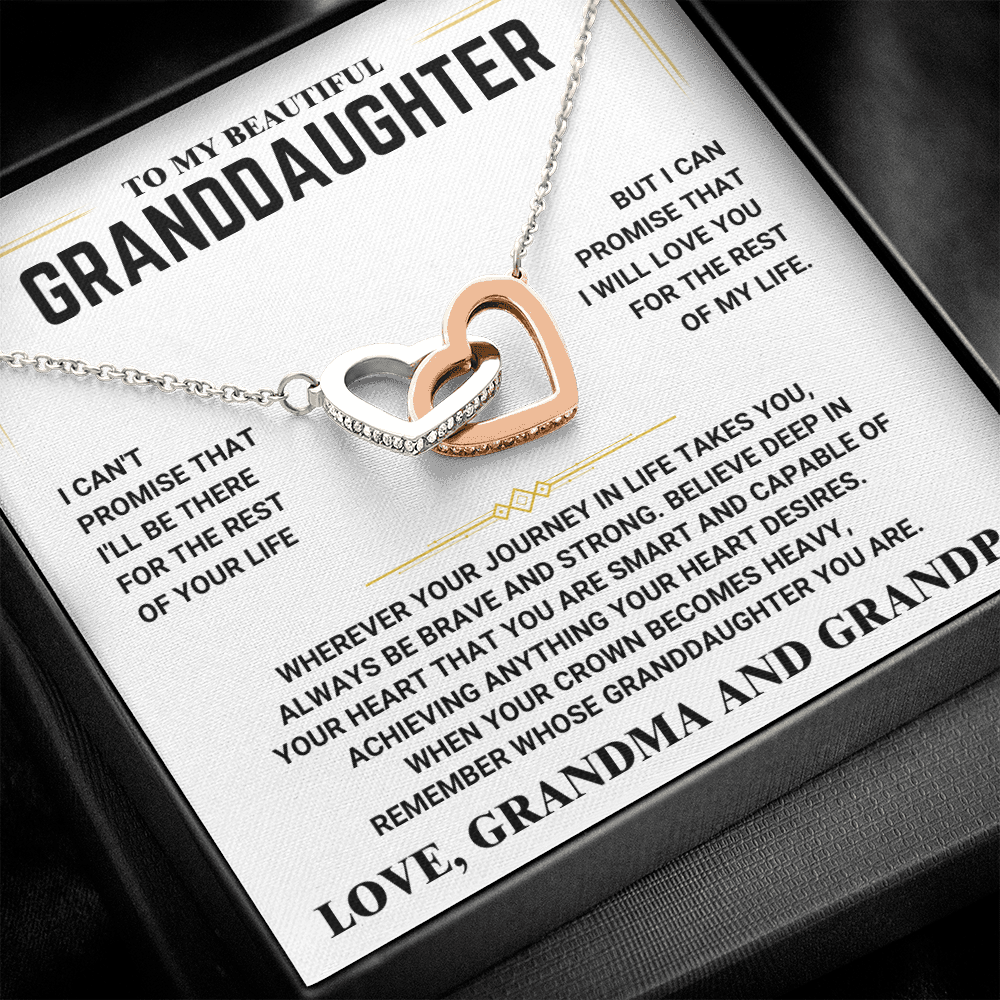 To My Granddaughter - Interlocking Hearts Necklace - Love, Grandma and Grandpa