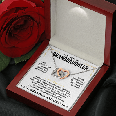 To My Granddaughter - Interlocking Hearts Necklace - Love, Grandma and Grandpa
