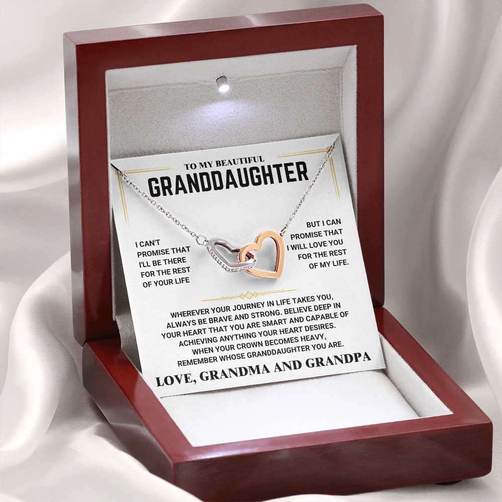 To My Granddaughter - Interlocking Hearts Necklace - Love, Grandma and Grandpa