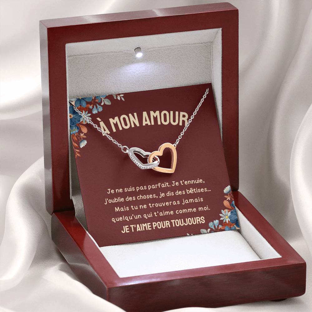 A Mon Amour - je t'aime pour toujours - collier de cœurs imbriqués