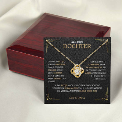 Aan Mijn Dochter -  Ik zal altijd voor jou vechten - Love Knot Ketting