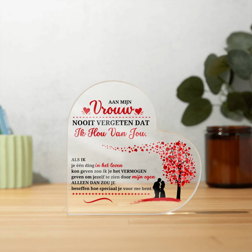 Preeuwtig Cadeau voor Vrouw ‘Vergeet Noot dat ik van je hou’ plaquette