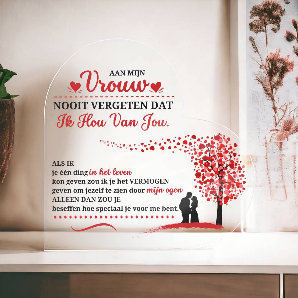 Preeuwtig Cadeau voor Vrouw ‘Vergeet Noot dat ik van je hou’ plaquette