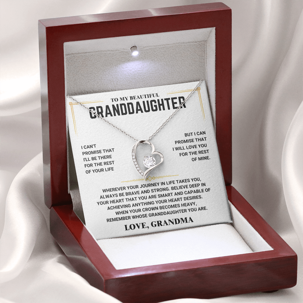 To My Beautiful Granddaughter - Love, Grandma - Heart Necklace