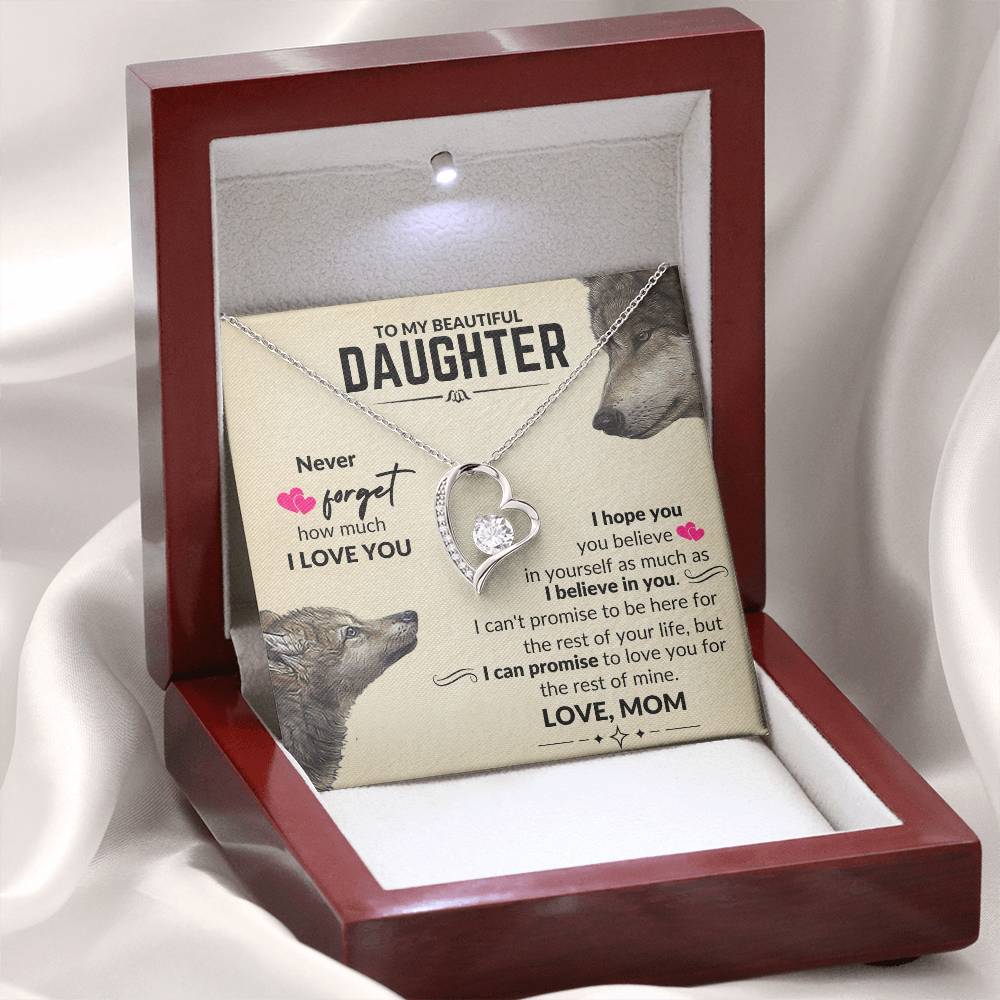 To My Daughter - Heart Necklace - Mother Wolf