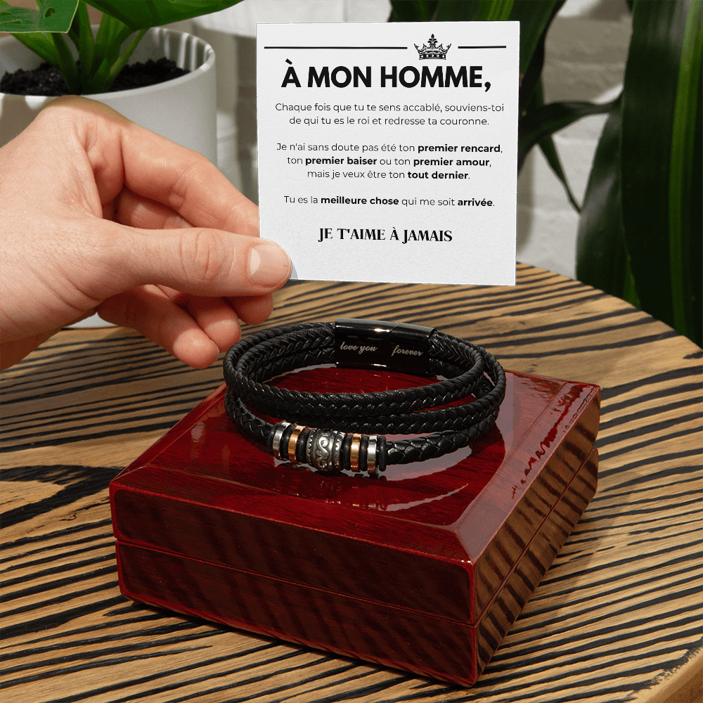 À Mon Homme - je t'aime à jamais - armband en cuir