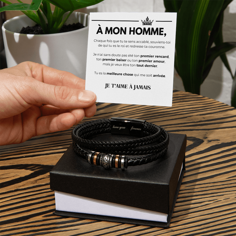 À Mon Homme - Je T'aime À Jamais - Bracelet en Cuir