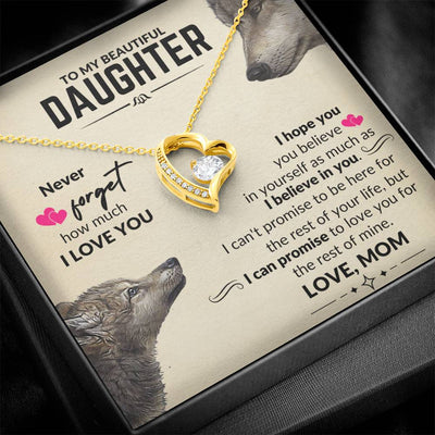 To My Daughter - Heart Necklace - Mother Wolf