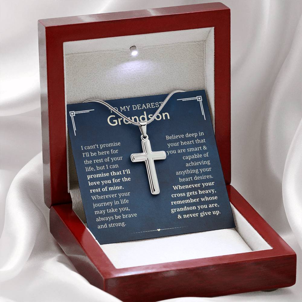 To My Grandson - Believe in Yourself - Cross Necklace