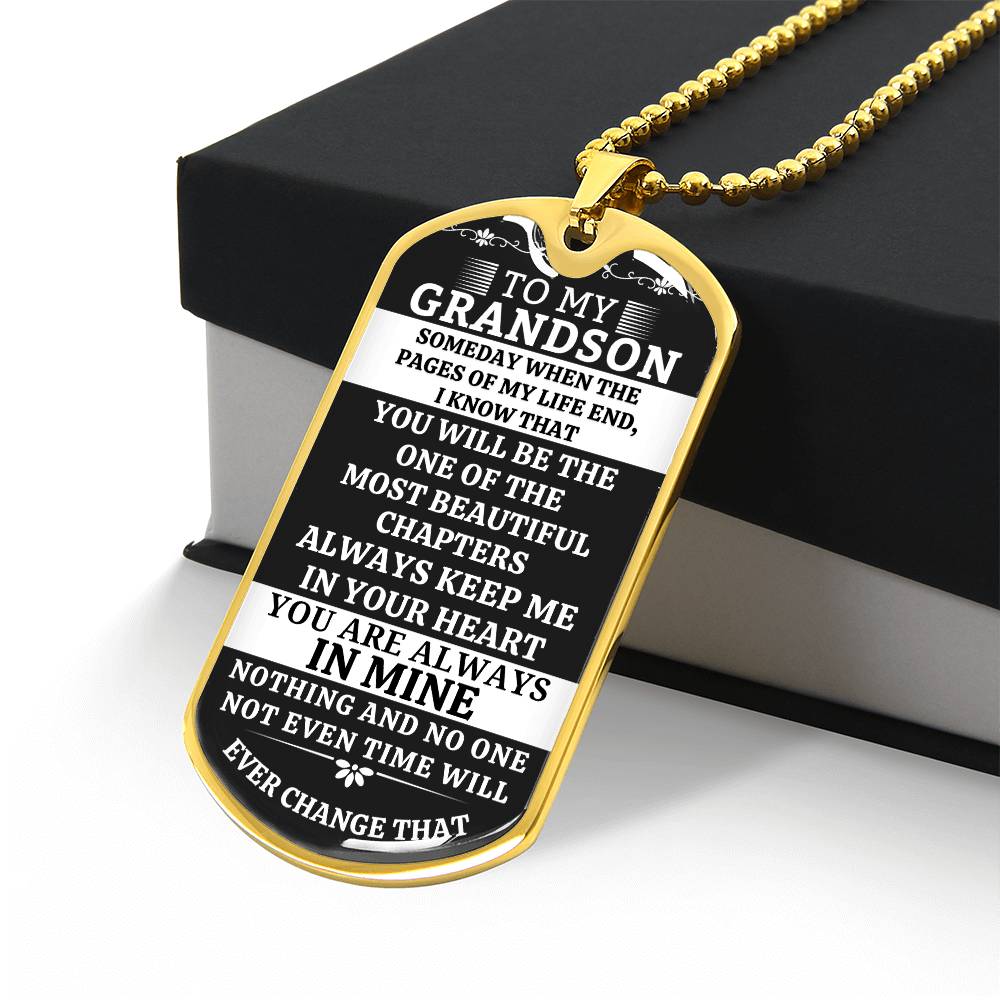 To My Grandson - Always Keep Me in Your Heart - Luxury Dog Tag Necklace