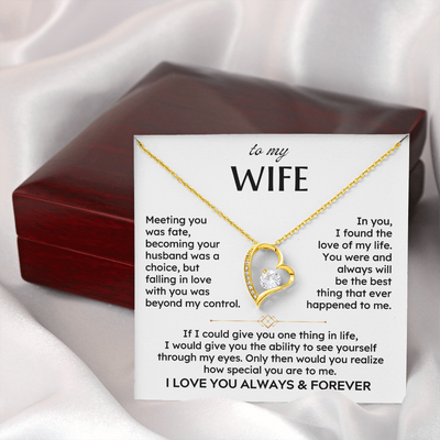 To My Wife - I Love You Always and Forever - Heart Necklace