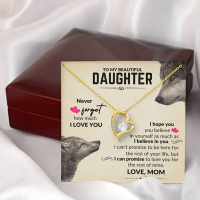 To My Daughter - Heart Necklace - Mother Wolf