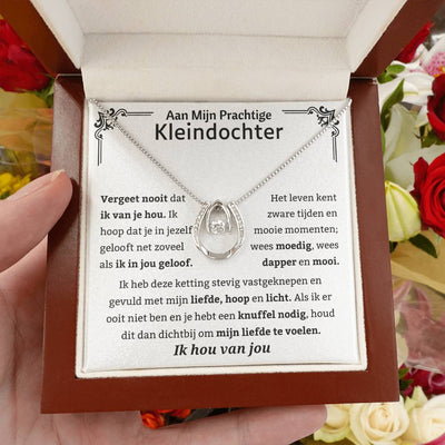 Aan Mijn Kleindochter - Wees Dapper en Mooi - Hoefijzer Ketting