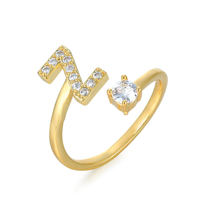 Letter Ring 'Initial' met Zirkonia